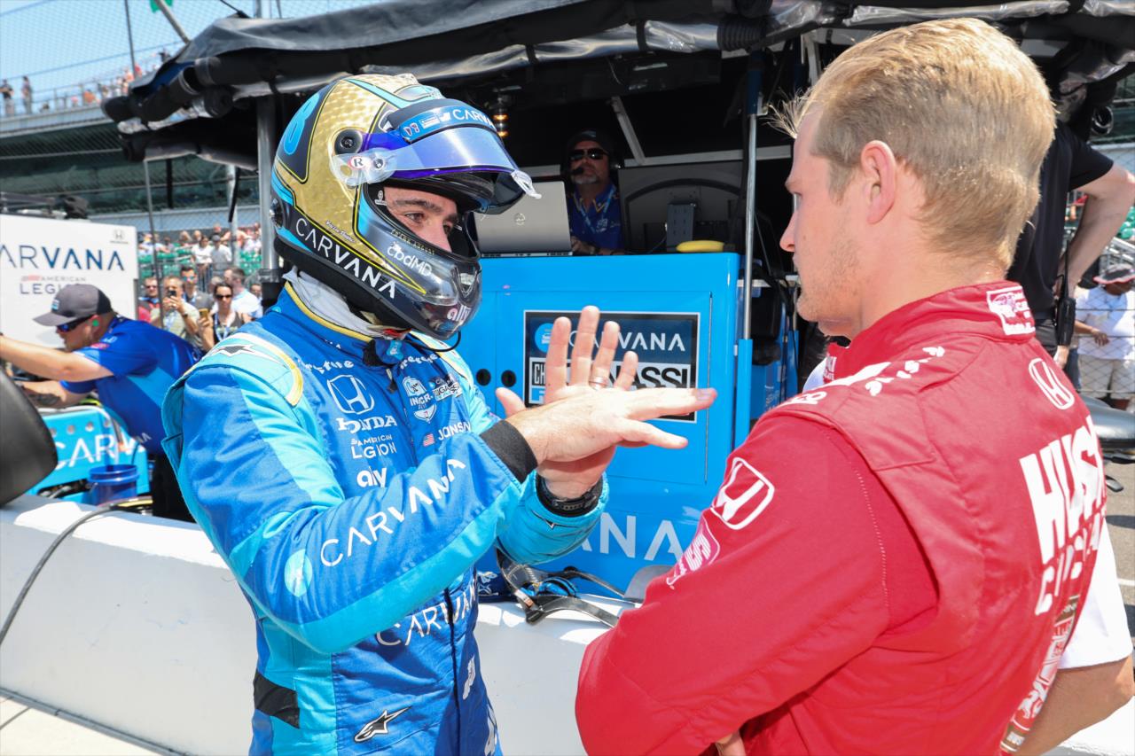 Jimmie Johnson and Marcus Ericsson - Indianapolis 500 Practice - By: Chris Owens -- Photo by: Chris Owens